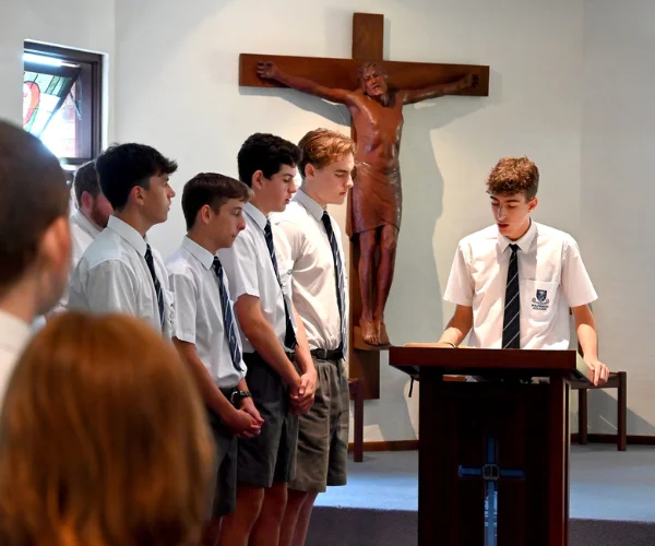 Students participating in Mass at Mazenod College Perth WA