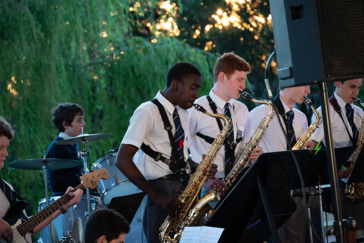 A group of students playing musical instruments at Mazenod College Perth WA