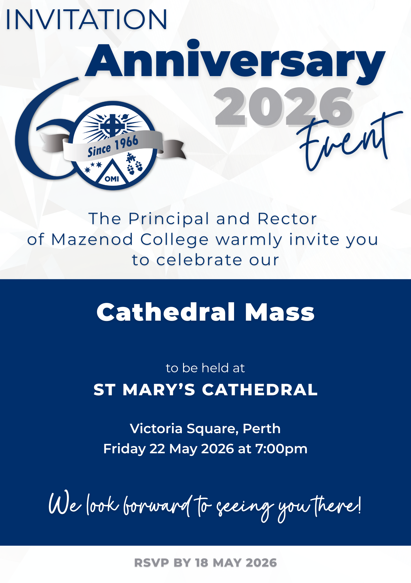 Anniversary Mass at St Marys Cathedral Invitation